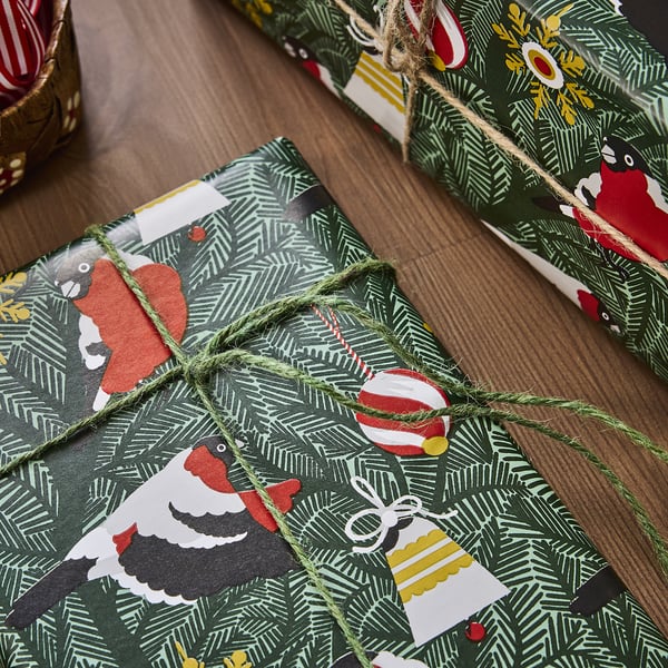 VINTERFINT Papel de regalo, pájaro verde, 3x0.7 m