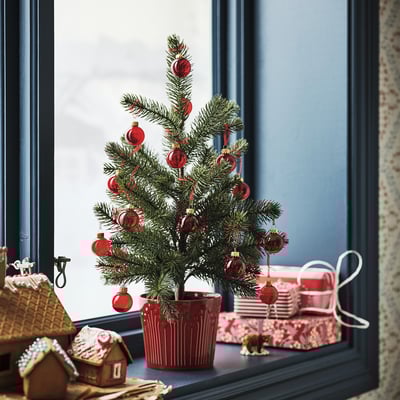 VINTERFINT Planta artificial, Interior / exterior/árbol de Navidad verde, 12 cm