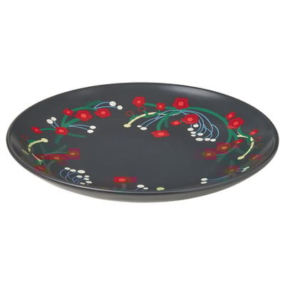 VINTERFINT Plato, Estampado floral gris oscuro, 20 cm