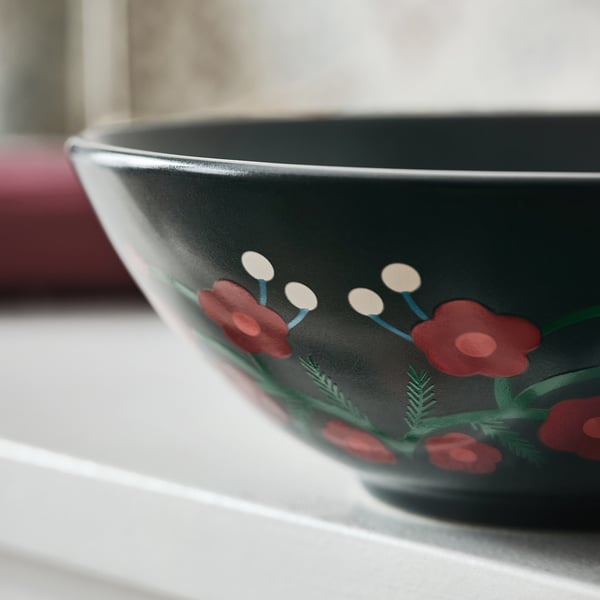 VINTERFINT Tazón / bowl, Estampado floral gris oscuro, 16 cm
