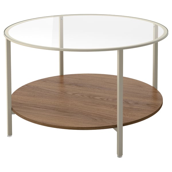 VITTSJÖ Mesa de centro, beige claro/Vidrio, 75 cm