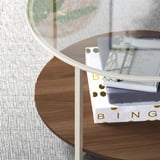 VITTSJÖ Mesa de centro, beige claro/Vidrio, 75 cm