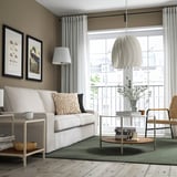 VITTSJÖ Mesa de centro, beige claro/Vidrio, 75 cm