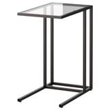 VITTSJÖ Mesa soporte para portátil, negro con café/Vidrio, 35x65 cm