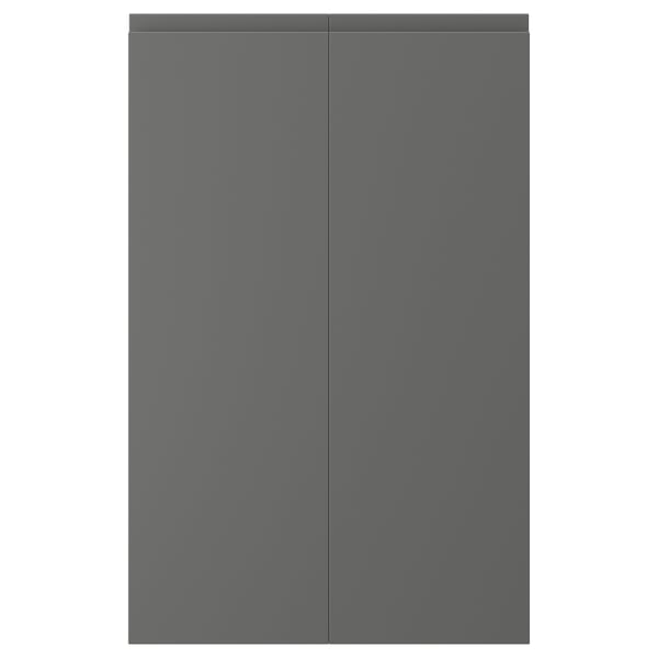 VOXTORP Puerta mueble inferior esquina 2 un, Diestro gris oscuro, 25x80 cm