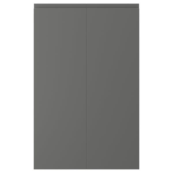 VOXTORP Puerta mueble inferior esquina 2 un, Zurdo gris oscuro, 25x80 cm