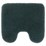 Tmavě zelená, obdélníková koupelnová předložka s vykrojeným středem, plyšová textura, recyklovaný polyester.