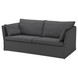 Šedá pohovka BACKSÄLEN s minimalistickým designem a plyšovými polštáři pro pohodlí.
