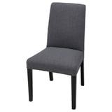 Moderní šedá látka Jídelní židle BERGMUND s elegantními černými nohami.