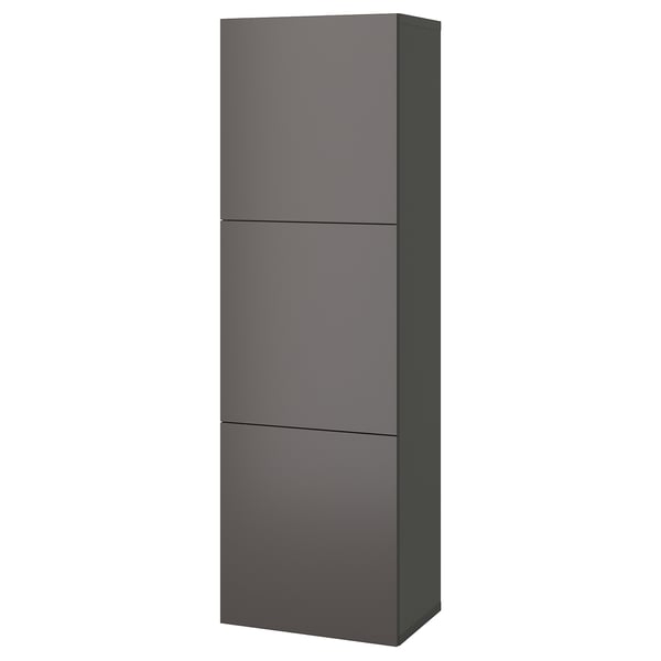 Šedý úložný díl BESTÅ se 3 dvířky, minimalistický design.