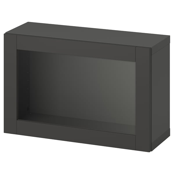 Černý úložný díl BESTÅ, obdélníkový, se skleněnými dvířky a elegantním designem.