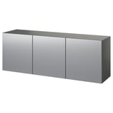 Úložný díl BESTÅ ve stříbrné barvě se třemi dvířky, nástěnný, moderní a elegantní design.