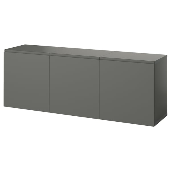 Policový díl BESTÅ: moderní, nástěnný, široký, šedý, obdélníkový, rovné plochy, minimalistický design.
