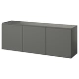Policový díl BESTÅ: moderní, nástěnný, široký, šedý, obdélníkový, rovné plochy, minimalistický design.