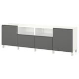 Bílá & šedá Ikea BESTÅ tv stolek s úložnými prostory.