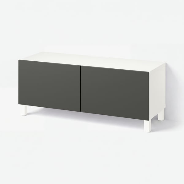 BESTÅ TV stolek s dvířky, bílá Lappviken/Stubbarp/tmavě šedá, 120x42x48 cm