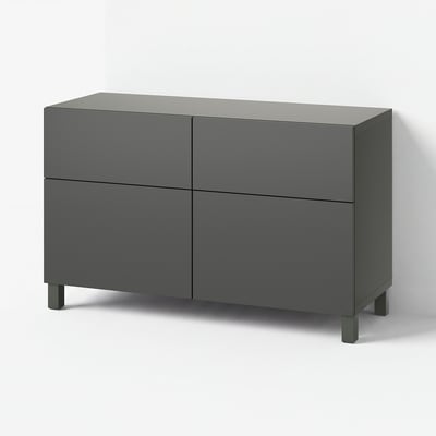 BESTÅ Úlož.sestava s dvířky/zásuvkami, tmavě šedá/Lappviken/Stubbarp tmavě šedá, 120x42x74 cm