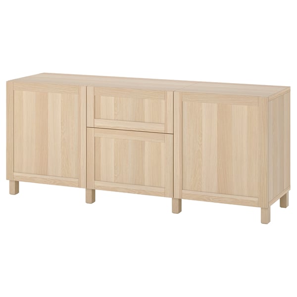 Dubový příborník ikea BESTÅ se 3 díly, policemi, 2 zásuvkami.