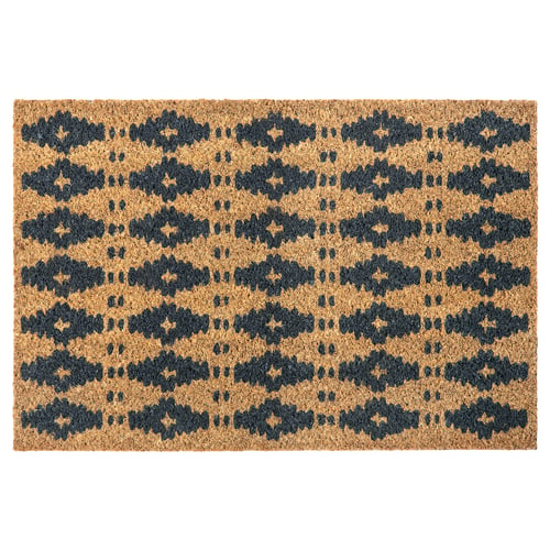 Rohožka BETALVÄG, béžová & černá, kokosové vlákno, obdélníkový, geometrický vzor.