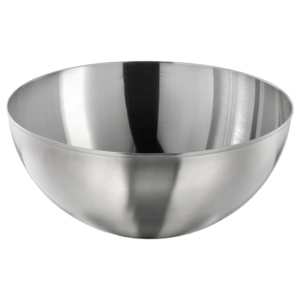 Mísa z leštěné nerezové oceli, jednoduchý design, hladký tvar, bez rukojeti, kulatý, moderní vzhled, všestranný pro různá použití.