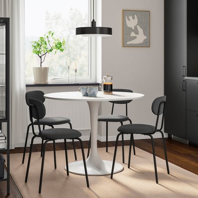 DOCKSTA / SANDSBERG Stůl a 4 židle, bílá/Remmarn, antracitový, 103 cm