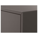 Detail skříně EKETe: elegantní, moderní design; hladký, tmavě šedý povrch; robustní konstrukce.