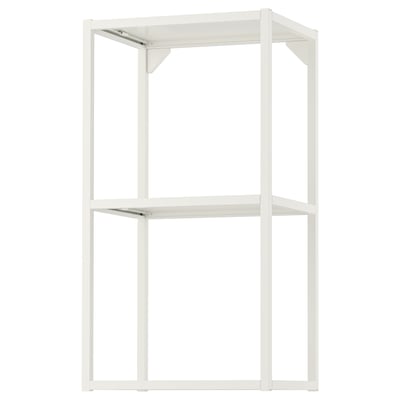 Otevřený úložný rám ENHET v bílé barvě se 2 policemi. Moderní, minimalistický design. Vyrobeno z oceli s práškovým nástřikem.