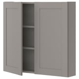 Světle šedá nástěnná skříňka ENHET se dvěma dvířky a policemi. Moderní design, ideální do kuchyní nebo koupelen.