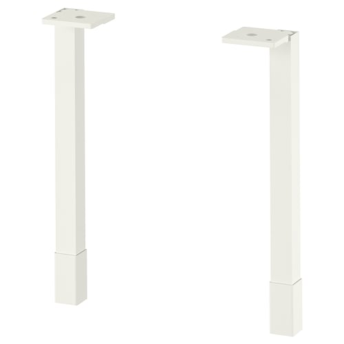 Dvě nohy ENHET z bílého kovu, obdélníkové, nastavitelné.
