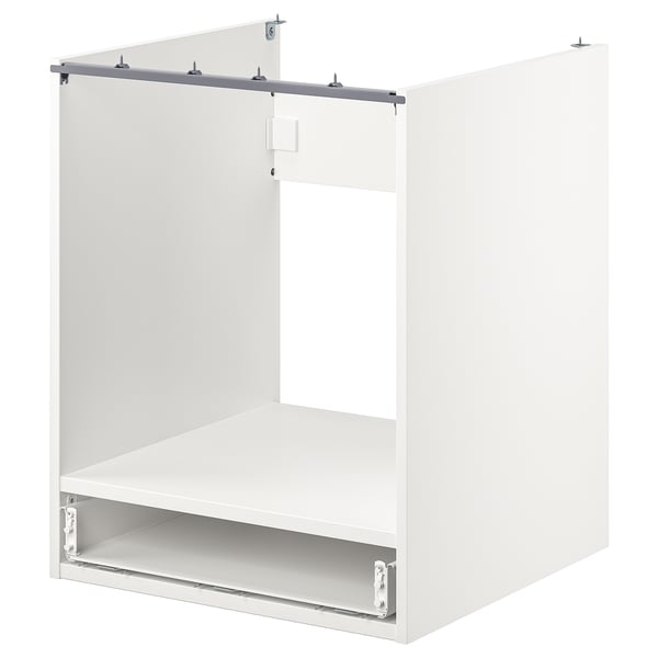 Bílá skříňka na troubu ENHET, vestavěný design, moderní úložný prostor v kuchyni.