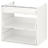 Bílá kuchyňská skříňka ENHET se třemi zásuvkami. Jeho elegantní design od okraje k okraji čela zásuvek pro moderní vzhled.