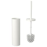 Bílá WC štětka a držák, minimalistický design, recyklované materiály.