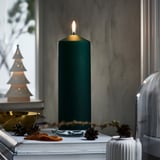 FENOMEN Neparfémovaná sloupová svíčka, zelené, 23 cm