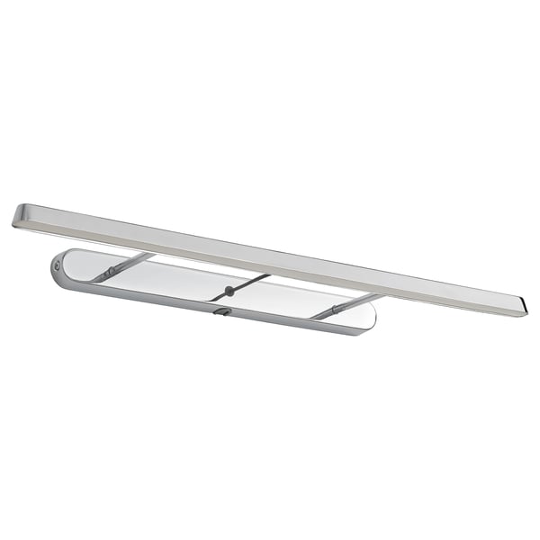 FLASKPOST stříbrné LED kosmetické svítidlo, nastavitelné, pochromovaný kov, minimalistický design, montáž na stěnu nebo do skříňky.