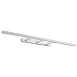 Moderní koupelnové svítidlo s chromovaným povrchem s nastavitelným ramenem, minimalistický design.