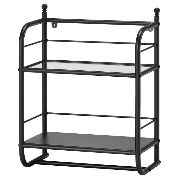 FRÖSJÖN Nástěnný policový díl, černá, 40x51 cm