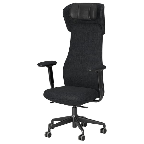 Kancelářská židle GRÖNFJÄLL, černá, ergonomická, s područkami, bederní opěrkou, látkový potah.