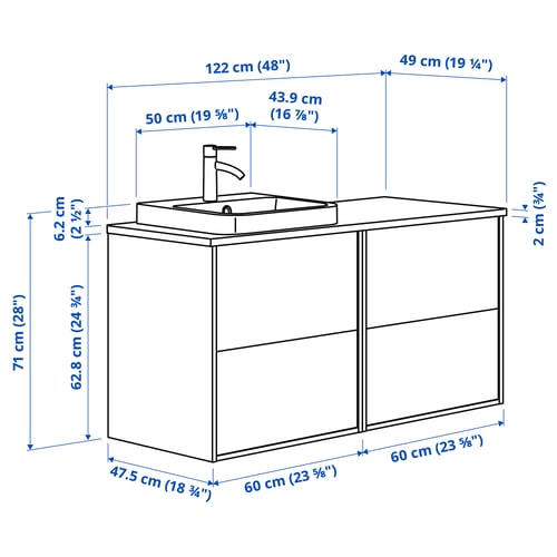 Obrázek s rozměry produktu: HAVBÄCK.