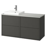Umyvadlo Havbaeck: šedá, nástěnná, 2 zásuvky, bílý dřez, moderní design.