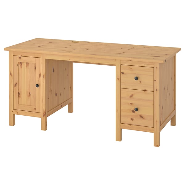 HEMNES psací stůl ze světlé borovice s úložnými díly.