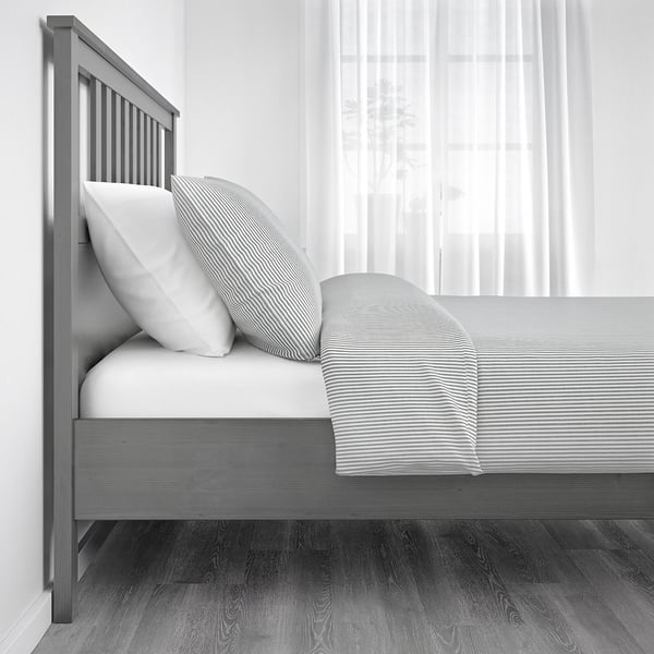 HEMNES Rám postele, šedá mořeno, Luröy, 160x200 cm IKEA