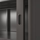 Posuvné dveře skříně s elegantní rukojetí; Robustní, moderní design.