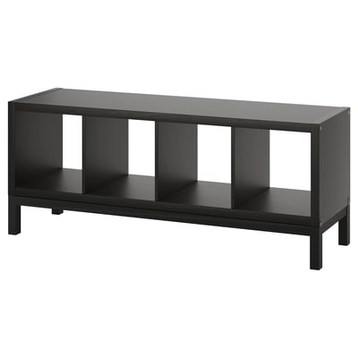 Černý policový díl KALLAX s otevřenými čtverci, moderní design.
