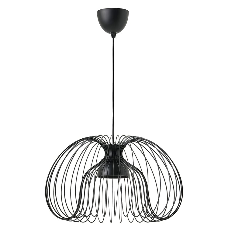 KALLFRONT / HEMMA Závěsná lampa, černá, 52 cm