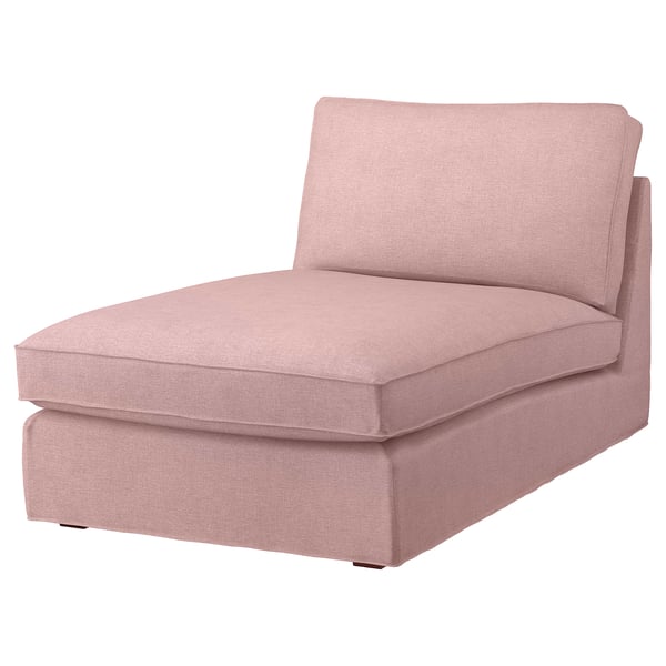 KIVIK lenoška, světle růžová, měkká látka, zakřivená, útulný design.