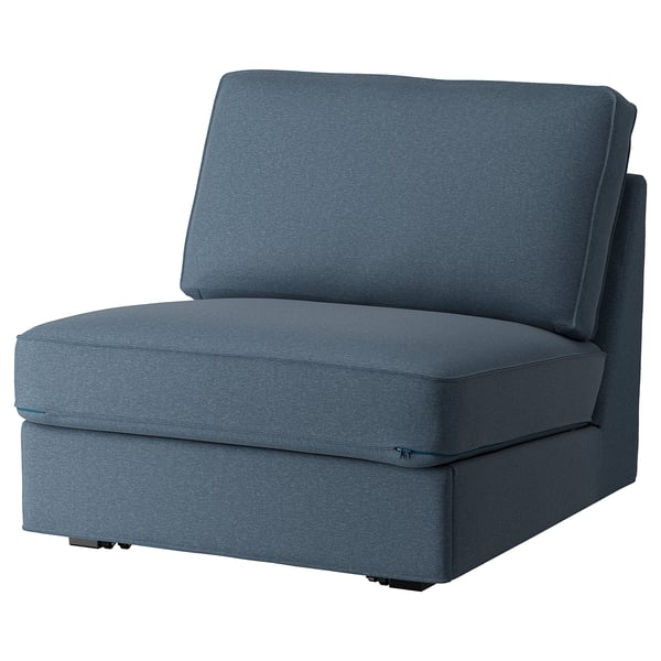 Modrý sedací modul KIVIK, obdélníkový, s hladkým, moderním designem a látkovým čalouněním.