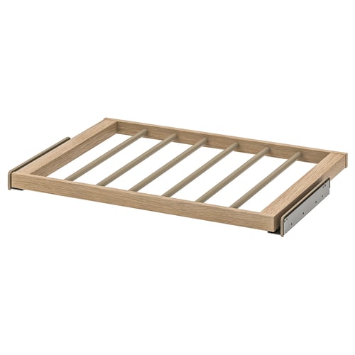 Dřevěný ramínko na kalhoty KOMPLEMENT, světle hnědá, moderní minimalistický design pro snadné uložení do skříně.