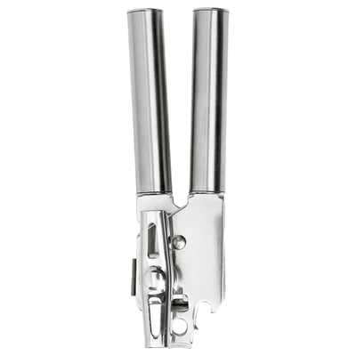 Otvírák na konzervy z nerezové oceli KONCIS. Robustní, stříbrný nástroj pro efektivní otevírání plechovek a lahví. Elegantní, ergonomický design pro pohodlné používání.