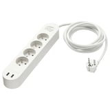 KOPPLA bílá přepěťová ochrana se 4 zásuvkami, 2 usb porty.