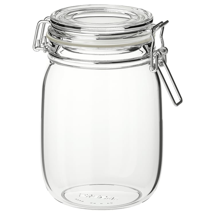 KORKEN Dóza s víkem, čiré sklo, 1 l